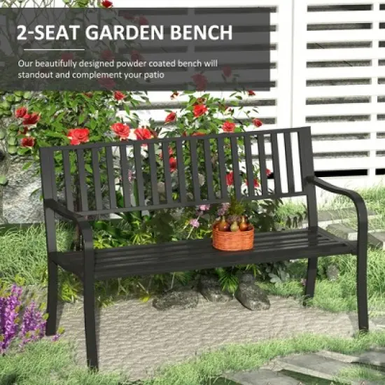 Dexmalle Backreat Withcurved Armrests Patio Garden Bench image {2}