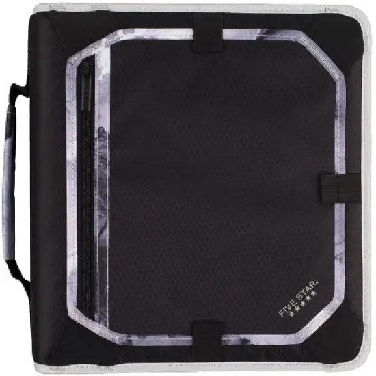 Five Star 2" Sewn Zipper Binder with Expansion Panel Black/Gray: 580 Sheet Capacity, 3 Pockets, Polyester Fabric image {3}