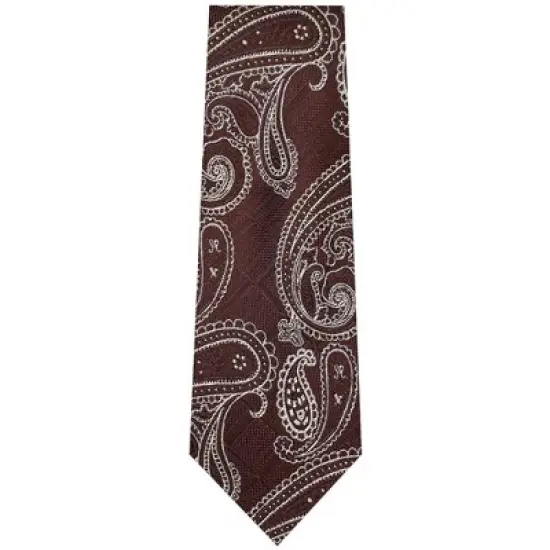 TheDapperTie Men's Burgundy And White Paisley Necktie with Hanky image {1}