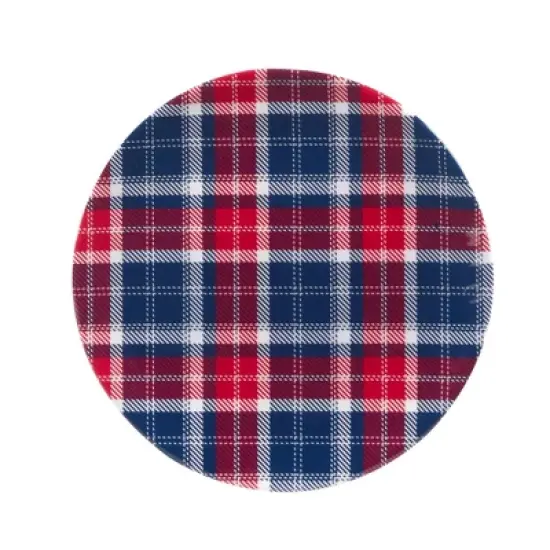 12pc Patriotic Plaid Melamine Dinnerware Set - Certified International image {2}