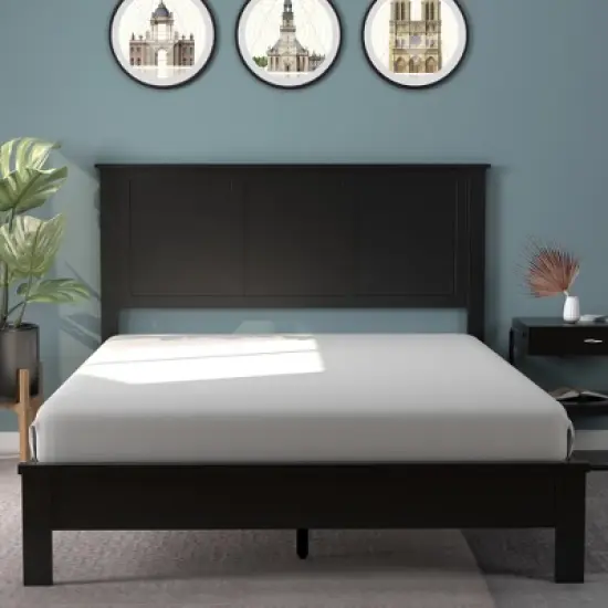 Costway Full Wood Headboard Flat Panel Pre-drilled Holes Height Adjustment image {4}