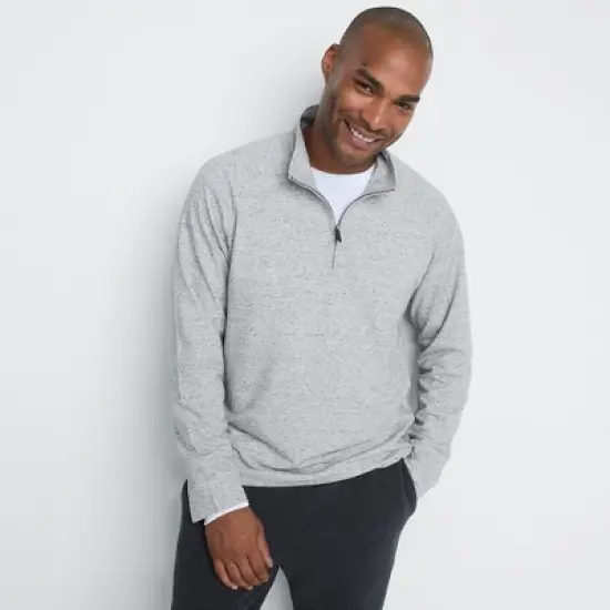 Lands' End Men's Long Sleeve Raglan Hybrid Quarter Zip image {3}