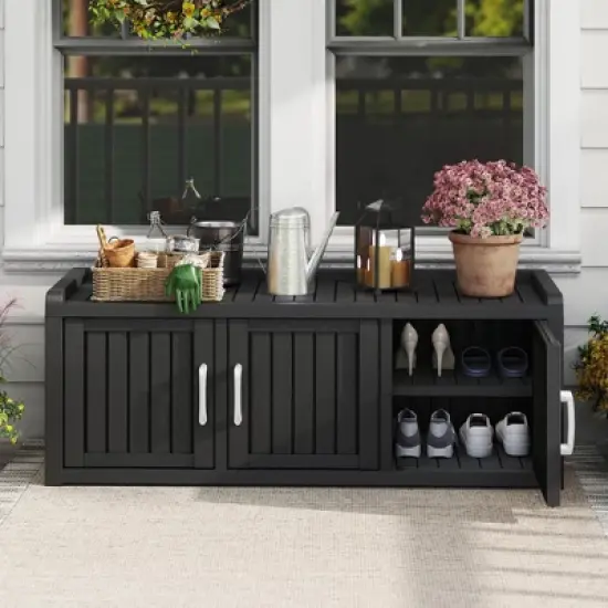 Storage Benches 120 Gallon Shoe Cabinet Resin Shoe Bench with Storage for Shoes Accessories image {6}