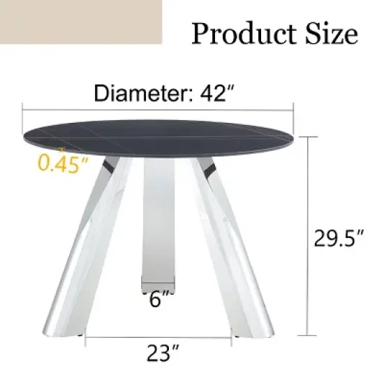 INFURNIC Patio End Tables, Modern Round Dining Table, Round White Dining Table for 4 for Small Space, Apartment, Studio,  Black, 42"*42"*29.5 image {4}