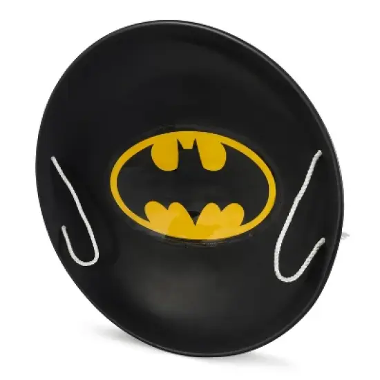 Slippery Racer ProDisc 26 Inch Heavy Duty Aluminum Iron Metal Kids Batman Saucer Snow Sled with Dual Riveted Soft Grip Rope Handles, Black (2 Pack) image {2}