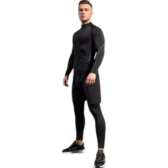 Anna-Kaci Active Men's Long Sleeve Compression Shirt with Mock Neck and Stretch Fit for Performance and Training image {2}
