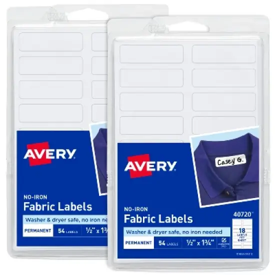 Avery No-Iron Fabric Labels, 1/2" x 1-3/4", (2 Pack of 40720) image {3}