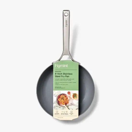 8" Nonstick Stainless Steel Fry Pan Silver - Figmint&trade;: Ceramic Nonstick, Induction Safe, Oven-Safe to 500&deg;F image {4}