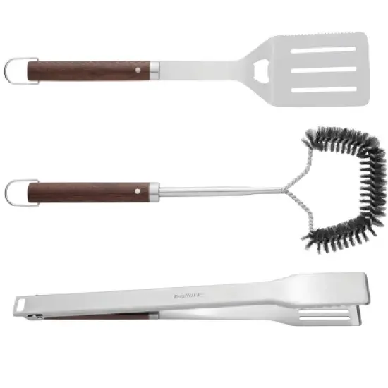 BergHOFF Essentials 3Pc BBQ Tool Set, Wood Handle image {3}
