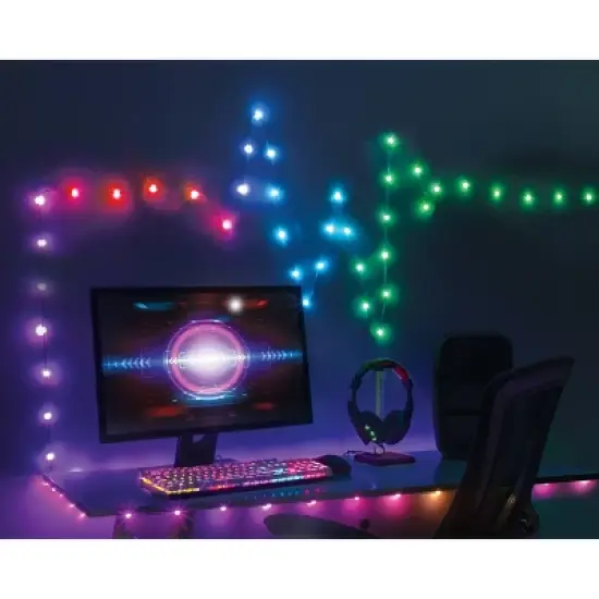 West & Arrow 30' Flexible Strand Dot Lights Sound Reactive with Remote Control USB Powered Red/Blue/Green image {1}