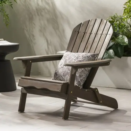 Rustic Foldable Acacia Wood Adirondack Chair, Weather-Resistant Outdoor Seating for Patio, Deck, Garden, and Backyard Comfort-Coolbibila image {9}