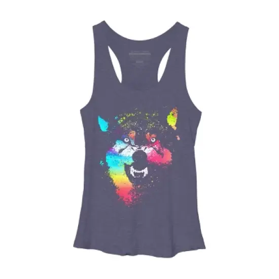 Women's Design By Humans Technicolor Wolf By clingcling Racerback Tank Top image {4}