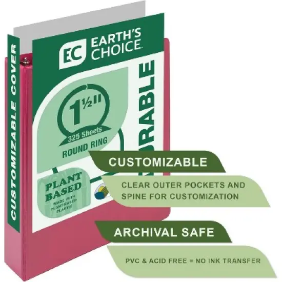 Samsill Plant-Based 1.5 Inch Durable Round Ring, Made in USA, View Binder, Eco-Friendly, USDA Certified Biobased, 4 Pack, Fashion Assortment image {5}