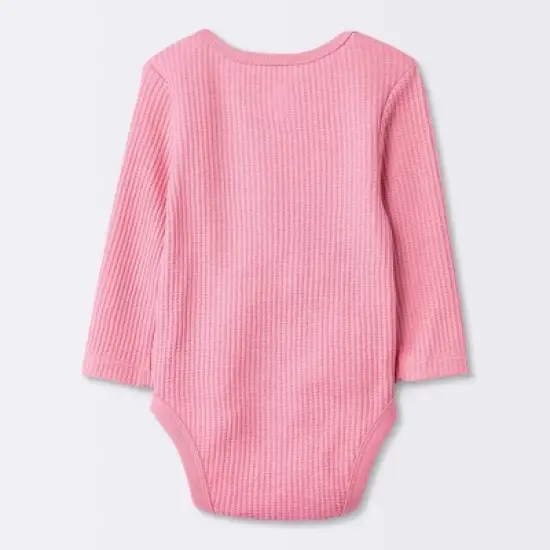 Baby Girls' 3pk Long Sleeve Waffle Bodysuit - Cloud Island&trade; Pink image {1}