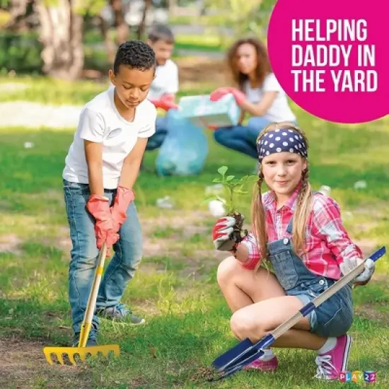 Kids Garden Tool Set Toy 4-Piece - Includes Shovel, Rake, Hoe, Leaf Rake Wooden Gardening Tools For Kids - Play22usa image {1}