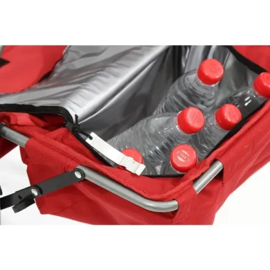 Kamp-Rite Portable Folding Director's Chair with Side Table, Cup Holder, and Cooler for Camping, Tailgating, and Sports, 350 LB Capacity, Red & Black image {3}