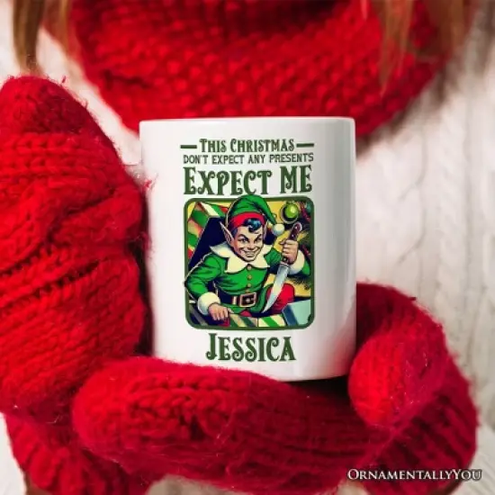 Retro Elf Christmas Mug, Funny Vintage Gift with (Non-Custom Only)| OrnamentallyYou image {2}