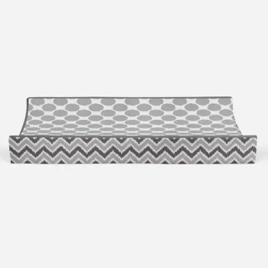 Bacati - Ikat Zigzag Gray Dots Muslin Changing Pad Cover image {4}