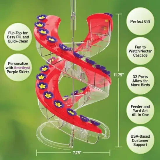 Cascade Wild Bird Feeders Hummingbird Feeder, 32 Port Helical Design, Outdoor Durable Hanging Bird Feed with Mix and Pour Pitcher image {1}