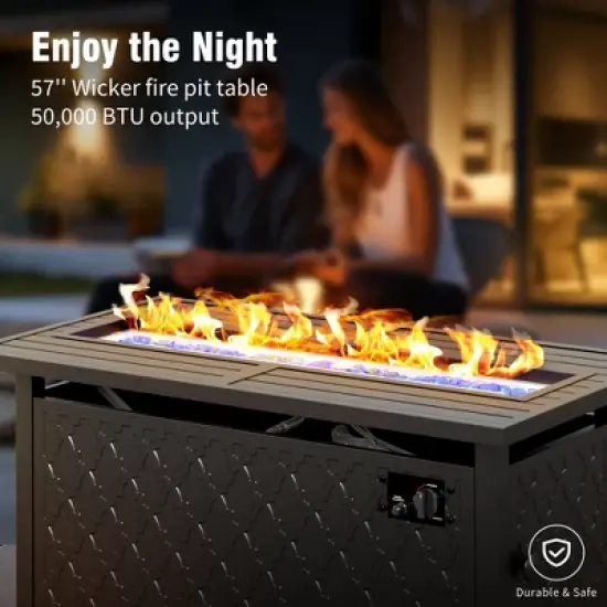 Captiva Designs 6pc Extra Large Metal Outdoor Patio Fire Pit Set with Rocking Pattern-back Chairs image {2}