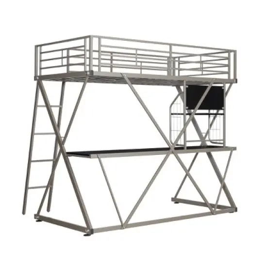 Zachary Loft Bed Pewter - Powell image {4}