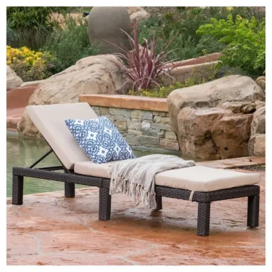 Puerta Wicker Chaise Lounge - Dark Brown - Christopher Knight Home image {3}