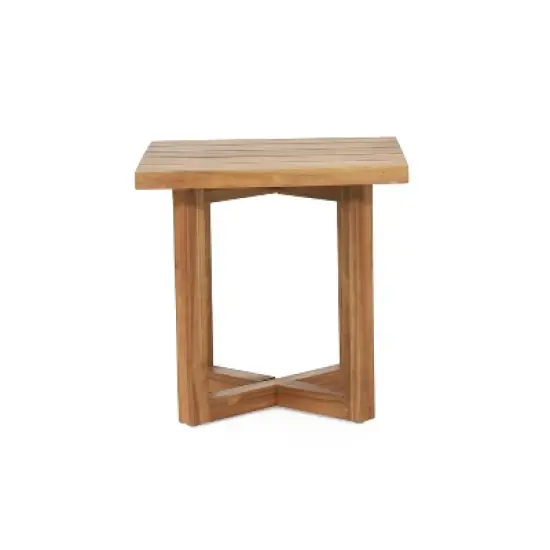 Hamel Outdoor Acacia Wood Square Side Table Teak - Christopher Knight Home: Durable Patio Furniture, Water-Resistant, Rustic Style image {3}