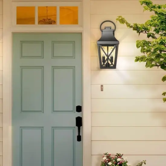 Gulches Outdoor Wall Lights - Matte Black Sconces with Clear Glass for Porch, Balcony, Patio, and Garage (Single & 2 Pack Options) image {2}