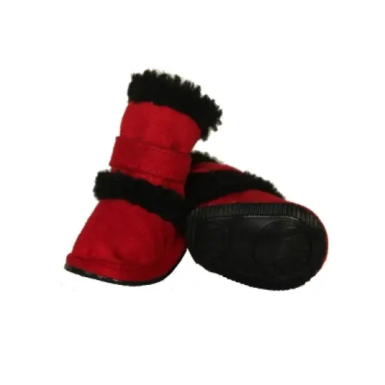 Pet Life Shearling "Duggz" Dog Shoes - Red image {1}
