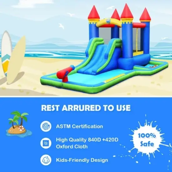 Costway Inflatable Bouncer Climbing Slide Bounce House Water Park BallPit Without Blower image {4}