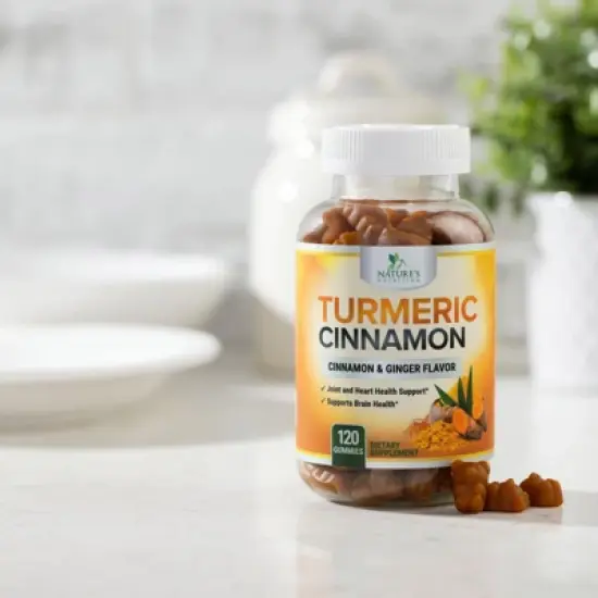 Turmeric Curcumin Gummies 95% Curcuminoids Cinnamon, Ginger, Black Pepper Extract Max Absorption Joint Supplement - 120 Gummies By Nature's Nutrition image {8}