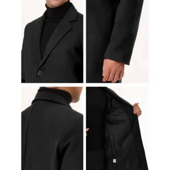 Lars Amadeus Men's Slim Fit Winter Notched Lapel Single Breasted Long Jacket Overcoat image {5}