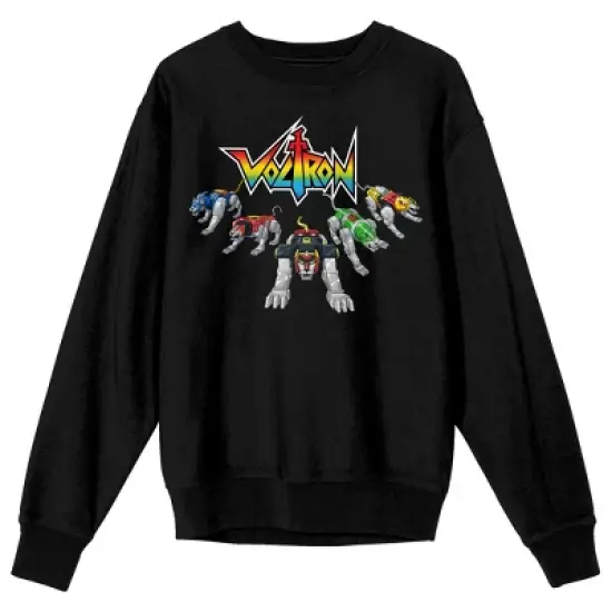 Voltron Lion Force Robots Crew Neck Long Sleeve Black Unisex Adult Sweatshirt image {3}
