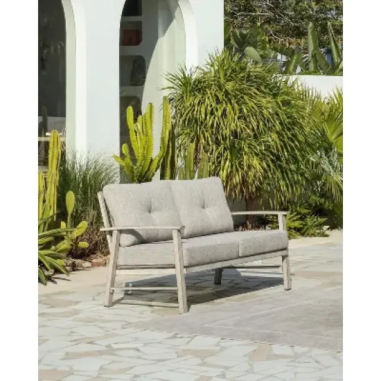 COWLOWN Outdoor Patio Loveseat Sofa, Aluminum Frame 2-Seat Couch with Soft Cushions, All-Weather Furniture for Garden, Poolside, Lawn image {4}