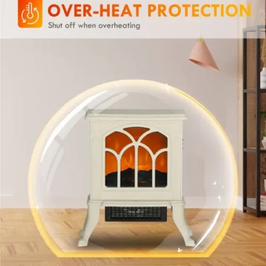 SEVOBAL Fireplace Insert Heater Mantel 3D Flame Fireplace Stove Bottom Air Outlet Fire Place Panoramic Fire Place Heater, Beige, 15.6"*10.6"*17.3" image {4}