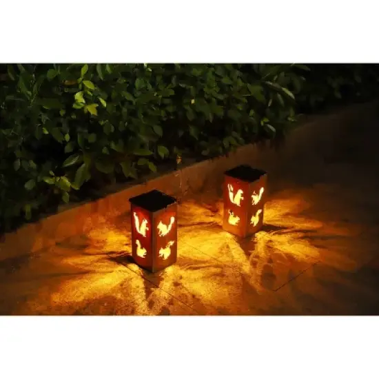 Techko Maid LED Solar 10.8" Portable Squirrel Cut Out Decorative Outdoor Lantern Clear image {8}