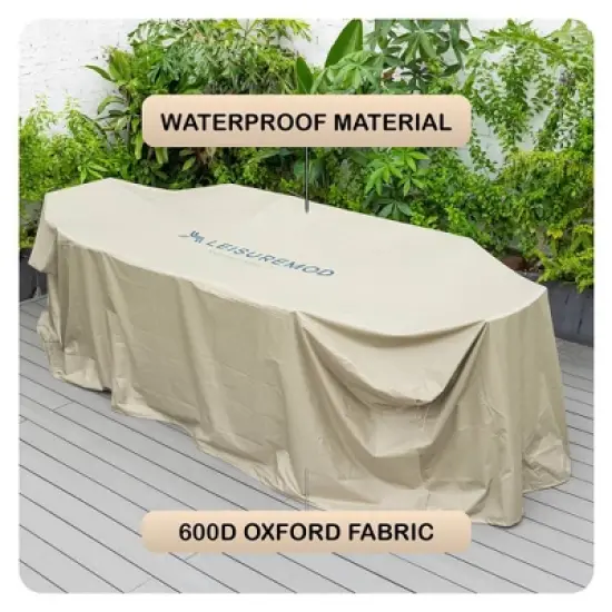 LeisureMod Chelsea Rectangular Outdoor Rain Cover for 63"-87" Patio Dining Table & Chair Set &ndash; Waterproof, UV-Resistant, All-Weather Protection image {5}