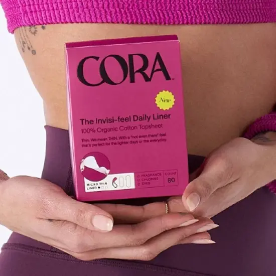 Cora Invisi-feel Daily Panty Liner Micro Thin Organic Cotton Topsheet - 80ct image {1}