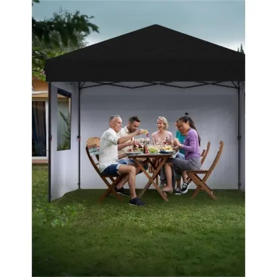 10x10 Pop Up Canopy with 3 Sidewalls - Easy Up Camping Tent with One Button Push Setup for Deck, Garden, Sports, Beach, Party image {1}