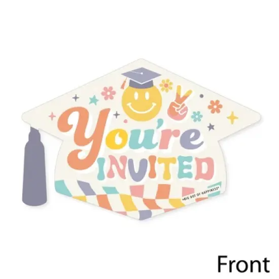 Big Dot of Happiness Groovy Grad - Shaped Fill-In Invitations - Hippie Graduation Party Invitation Cards with Envelopes - Set of 12 image {2}