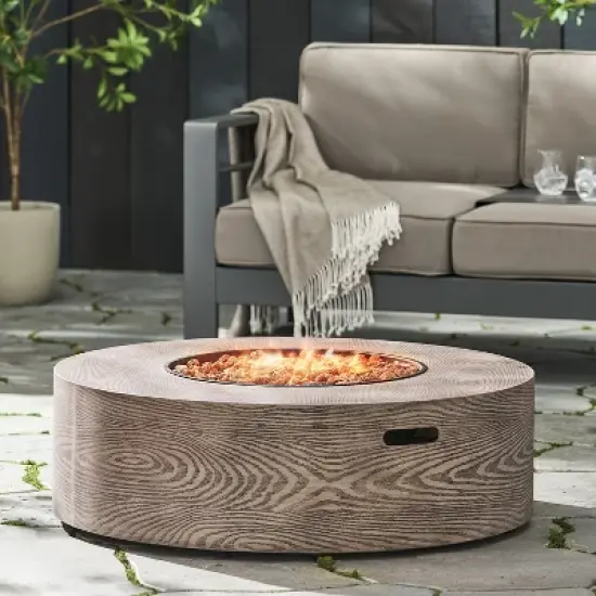 Aidan Round Iron Fire Pit with 50,000 BTU and External Tank Storage image {3}