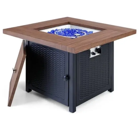 5pc Patio Dining Set with Square Steel Fire Pit Table & Rattan 360 Swivel Chairs - Captiva Designs image {3}