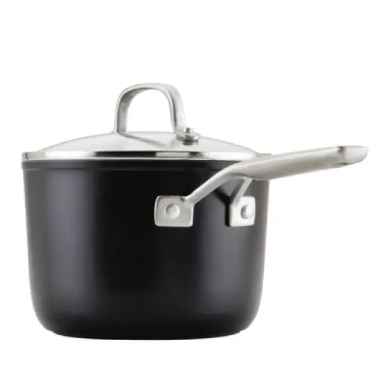 KitchenAid 3qt Hard Anodized Ceramic Nonstick Cookware Sauce Pan with Lid Matte Black: Hand Wash, Gas & Electric Compatible image {8}