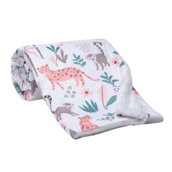 Lambs & Ivy Enchanted Safari Animals White Ultra Soft Jungle Baby Blanket image {3}