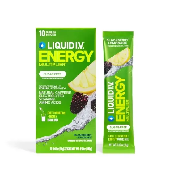 Liquid I.V. Sugar-Free Energy Multiplier Vegan Powder Electrolyte Supplements - Blackberry Lemonade - 4.9oz/10ct image {6}