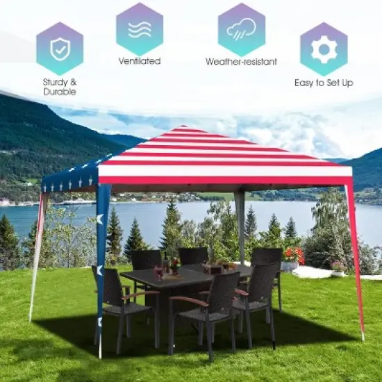 Costway 10'x10' Folding Pop Up Tent Gazebo Canopy Mesh Sidewall image {5}