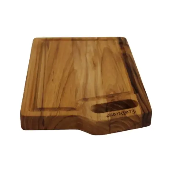 EcoDecors 10x6 Teak Edge Grain Cutting Board with Juice Groove & Handle image {2}