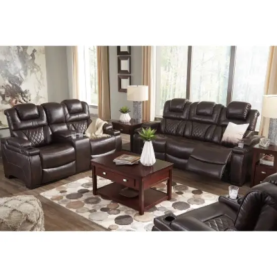 Warnerton Power Recliner Sofa with Adjustable Headrest Chocolate - Signature Design by Ashley image {11}