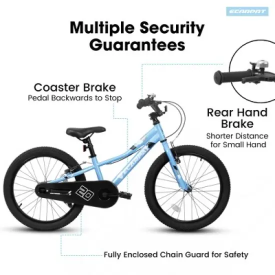 Gulches Elecony 20 Inch Kids Bike (4-7 Yrs/100-120cm), Ergonomic Frame, Coaster V-Brake, 85% Pre-Assembled and Tools (Multi-Color) image {3}