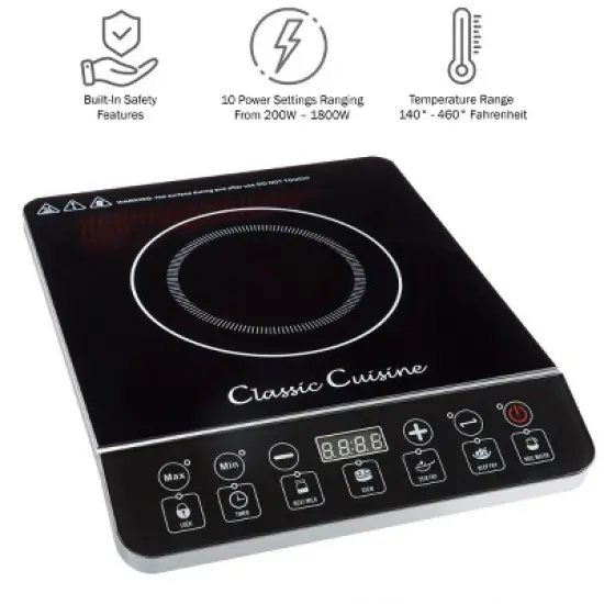 Hastings Home Countertop 1800W Single Burner Induction Cooktop image {1}